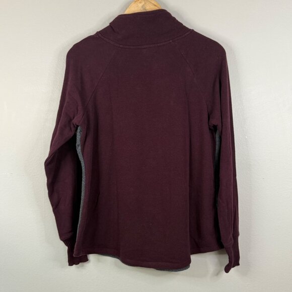 Maurices Womens Button-Detail Mock Neck Sweater Medium Gray & Burgundy Long Slee - Picture 2 of 16